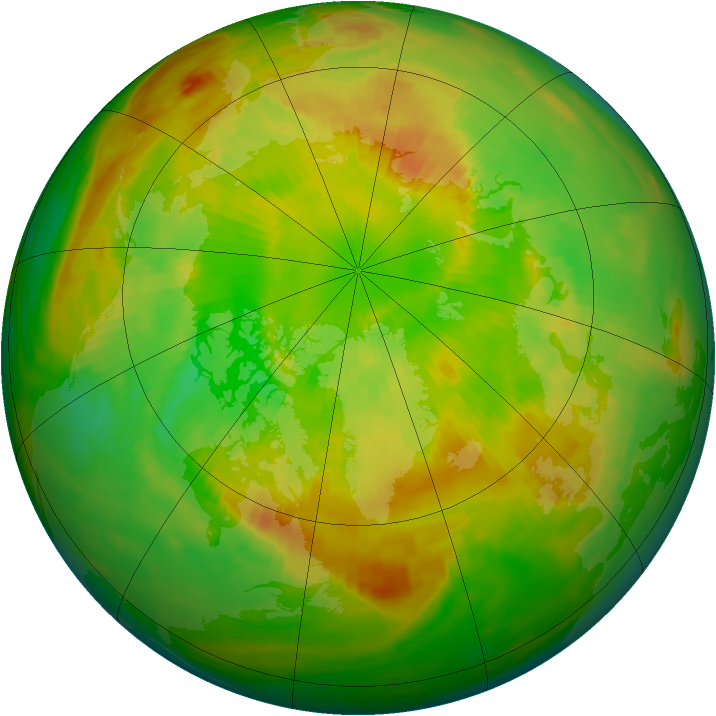 Arctic ozone map for 10 June 1991